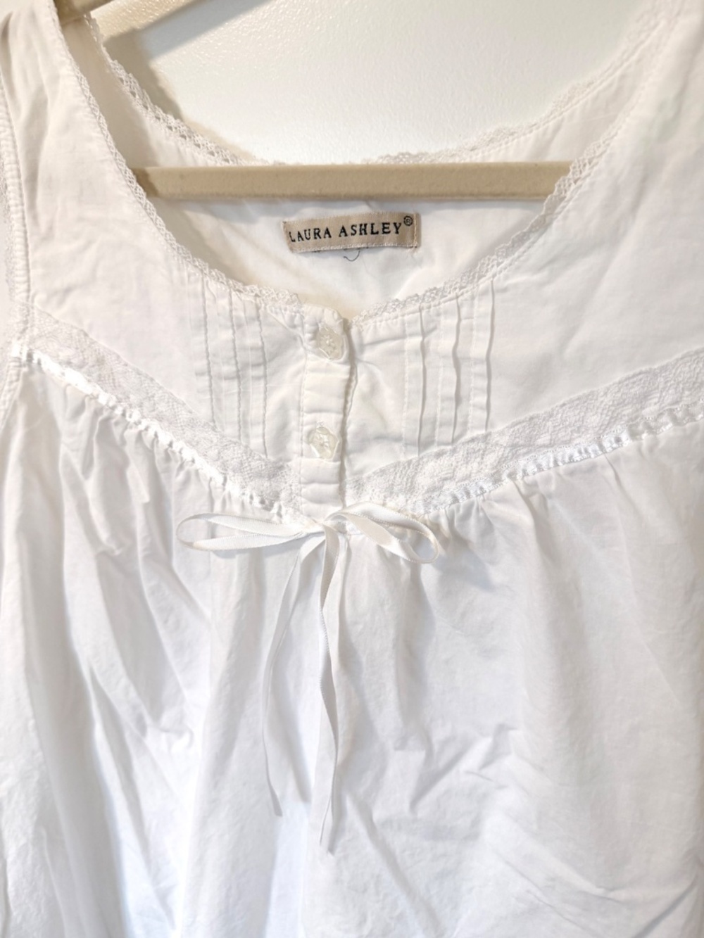 Vintage Laura Ashley Nightgown, Crisp Bright White - Picture 6 of 7
